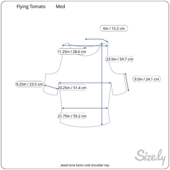 Flying Tomato Colorful Boho Print Semi Sheer Jewel Tone Cold Shoulder Top M - Picture 7 of 7